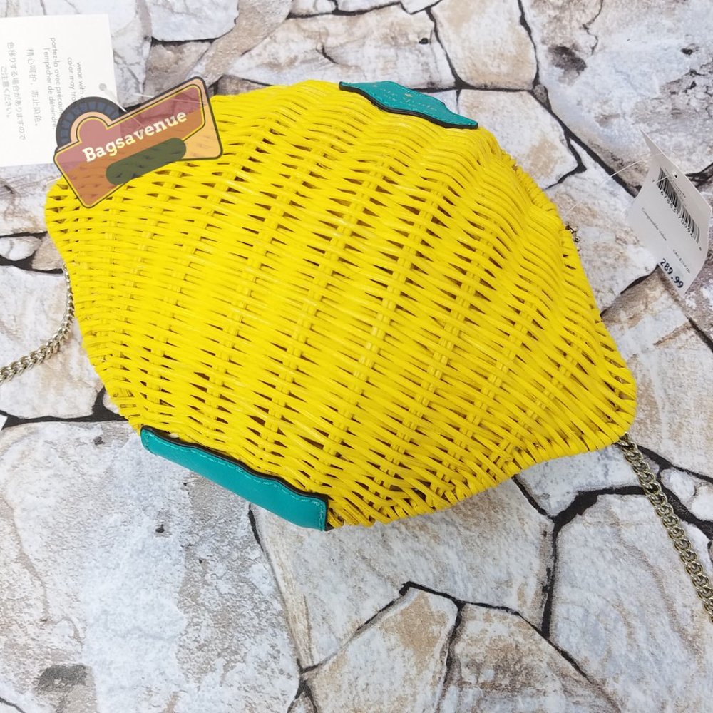 Lemon Crossbody Picnic Perfect Yellow Green Stem Chain  Kate Spade - Picture 5 of 10